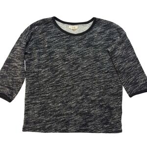 Madewell Black Marled Shadowtree Pullover Sweatshirt 3/4 Sleeve Womens Small